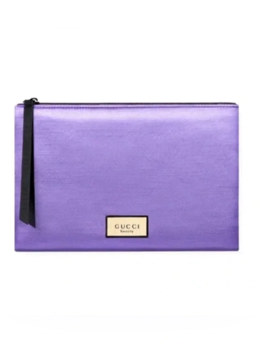 Gucci Purple Shimmer Zip Pouch Trousse Makeup Bag Travel